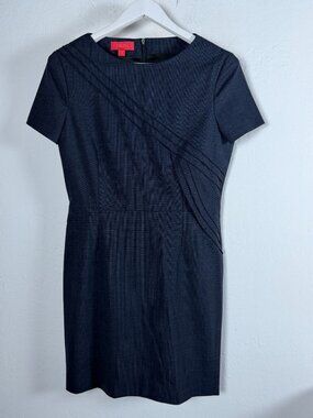LaVia18 Piazza Sempioni Navy Wool Blend Short Sleeve Dress Size 44 Italy Made